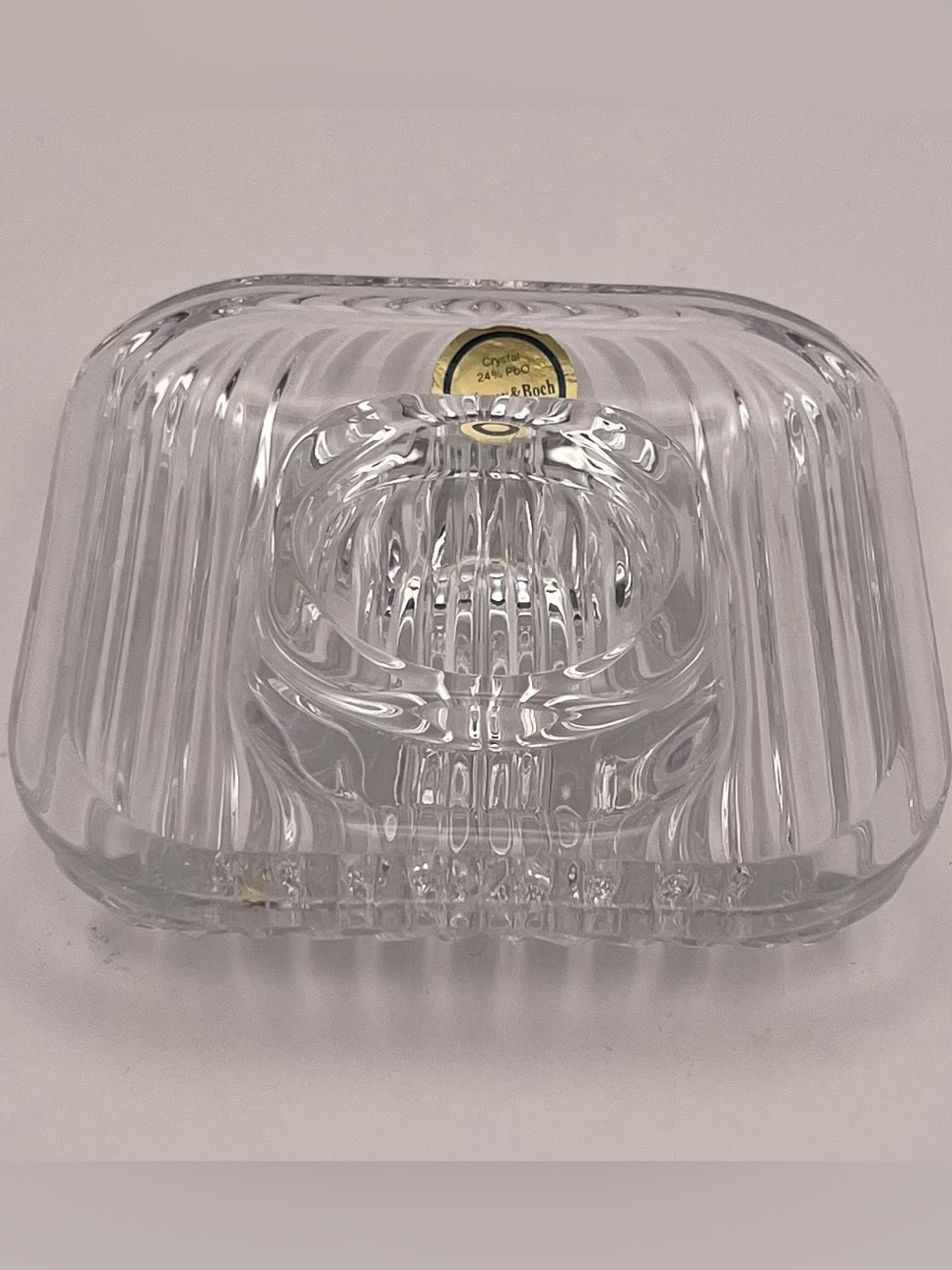 Villeroy&Boch Quadra Lead Crystal Trinket Dish/Candle Holder W. Germany 24% PbO